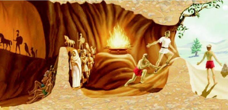 Ilustração da alegoria da caverna de Platão